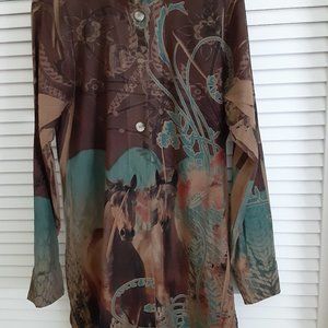 Button up tunic with horse theme